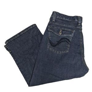 Lee Jeans Women 8 Petite Capri Straight Leg Midrise Blue Dark Wash 8P